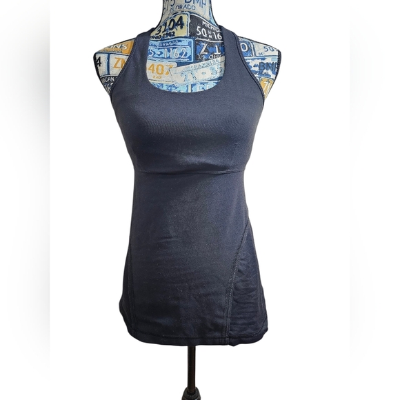 Lululemon Black T-back Tank Shelf Bra 8 Medium - Picture 1 of 9